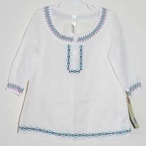 NWT Cherokee Embroidered Top 7/8